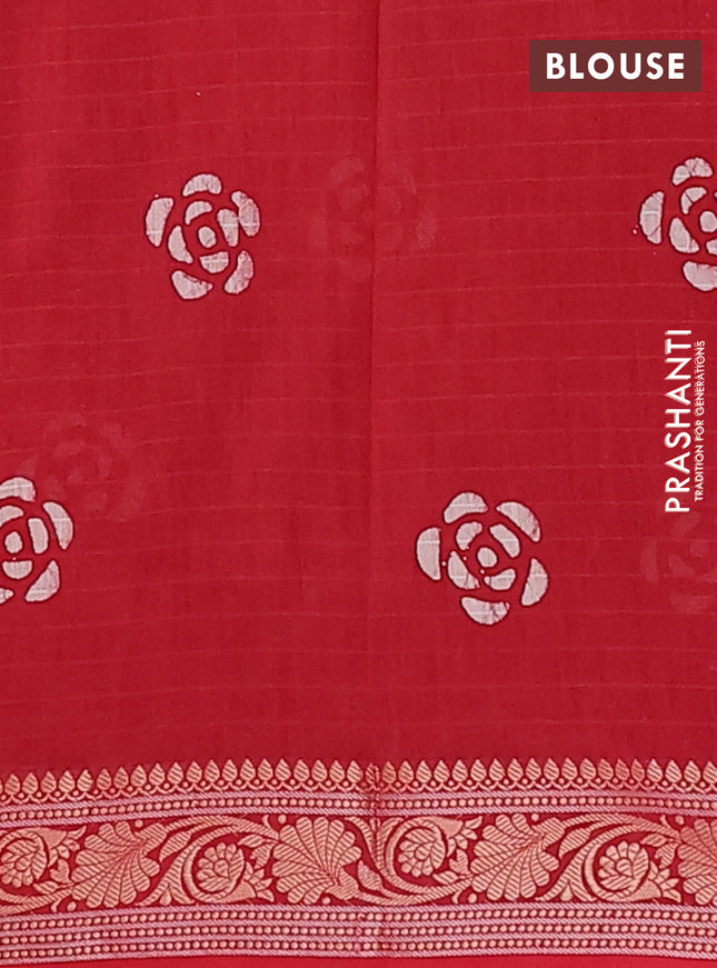 Maheshwari silk cotton saree maroon with allover batik prints and zari woven border
