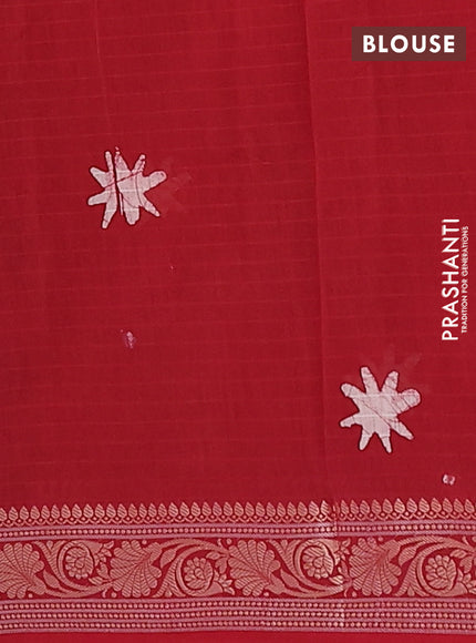 Maheshwari silk cotton saree maroon with allover batik prints and zari woven border