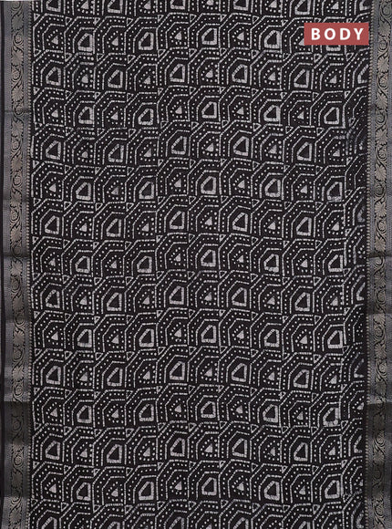 Maheshwari silk cotton saree deep coffee brown with allover batik prints and zari woven border