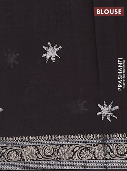 Maheshwari silk cotton saree deep coffee brown with allover batik prints and zari woven border