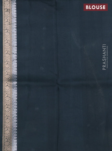 Banarasi organza silk saree greyish green with silver & gold zari weaves and zari woven piping boder