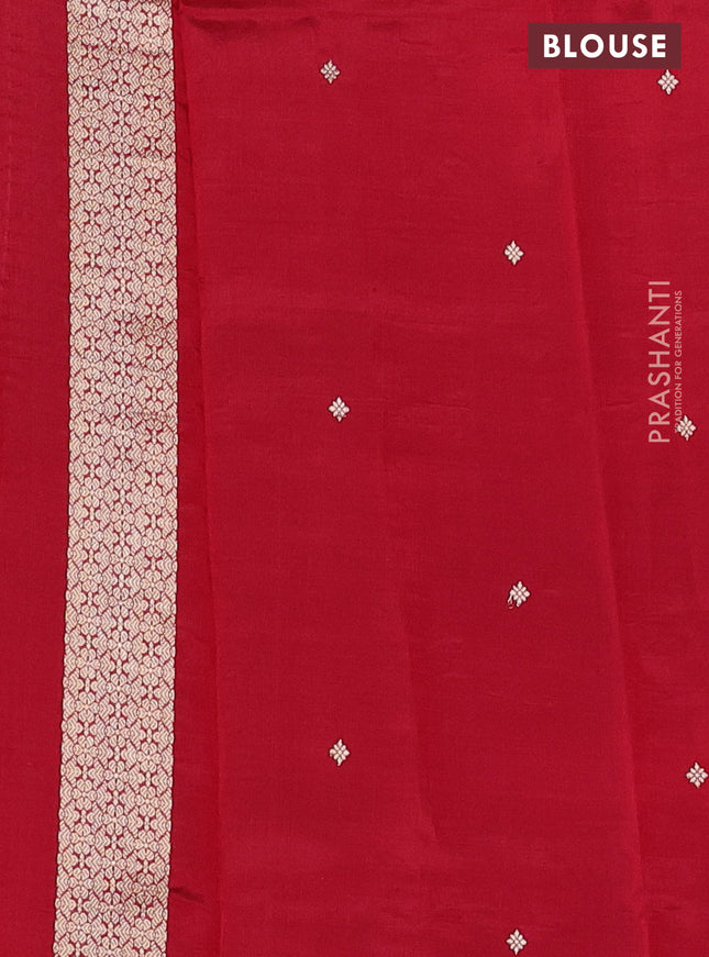 Pure organza silk saree red with allover zari woven stripes pattern in borderless style