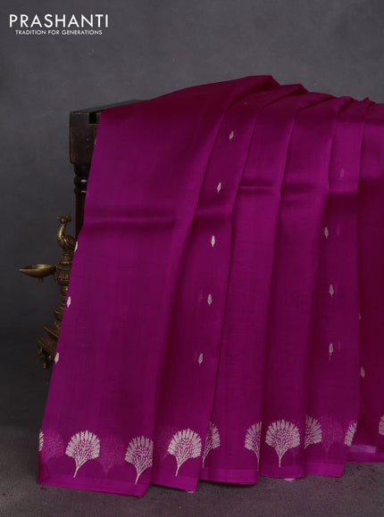 Banarasi organza silk saree pink with zari woven floral buttas and zari woven butta border