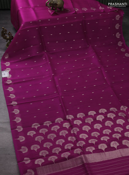 Banarasi organza silk saree pink with zari woven floral buttas and zari woven butta border