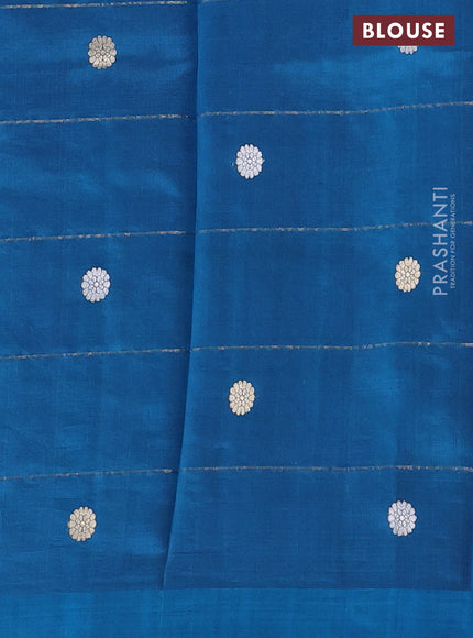 Pure organza silk saree peacock blue and cs blue with allover zari checks and simple border