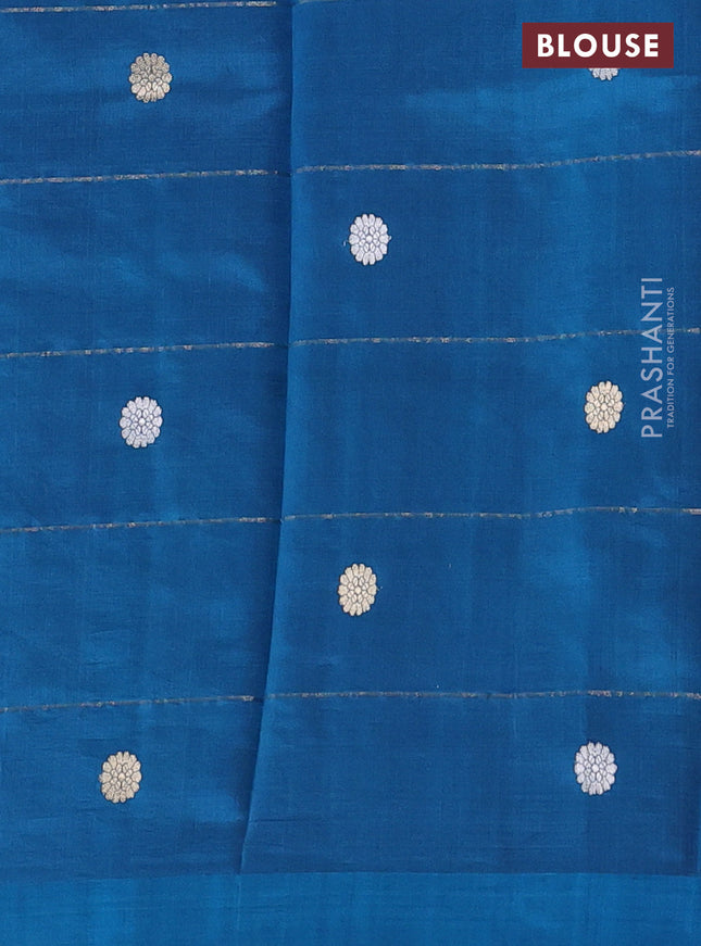 Pure organza silk saree peacock blue and cs blue with allover zari checks and simple border