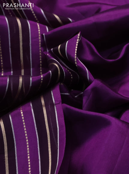 Pure organza silk saree violet and purple with allover zari woven stripes pattern in borderless style