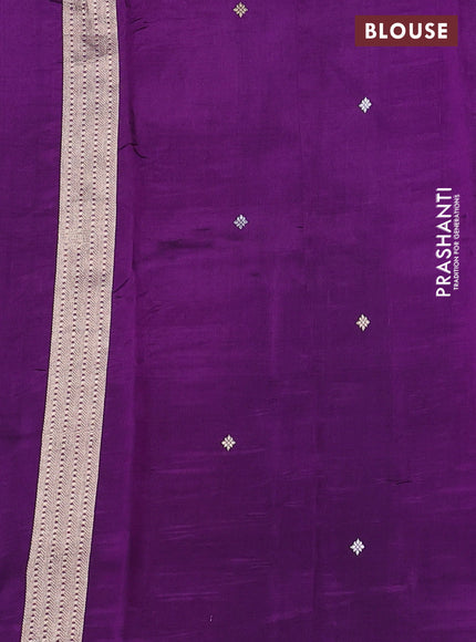 Pure organza silk saree violet and purple with allover zari woven stripes pattern in borderless style