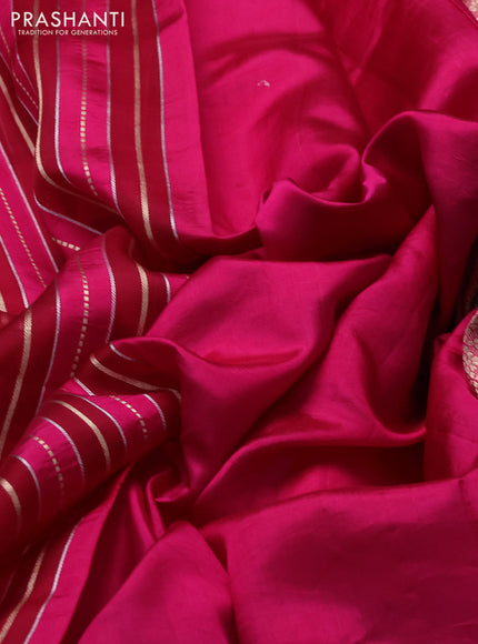 Pure organza silk saree pink with allover zari woven stripes pattern in borderless style