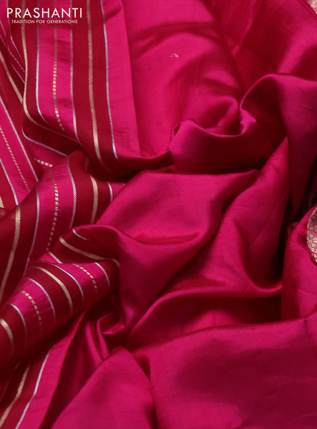 Pure organza silk saree pink with allover zari woven stripes pattern in borderless style