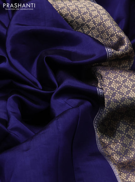 Pure organza silk saree navy blue and blue with allover zari woven stripes pattern in borderless style