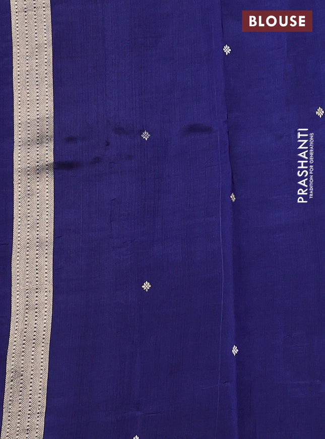 Pure organza silk saree navy blue and blue with allover zari woven stripes pattern in borderless style