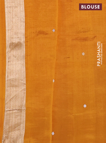Pure organza silk saree dark mustard with allover zari woven stripes pattern in borderless style