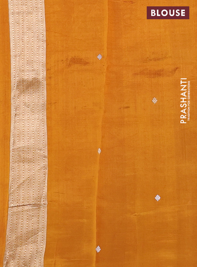 Pure organza silk saree dark mustard with allover zari woven stripes pattern in borderless style