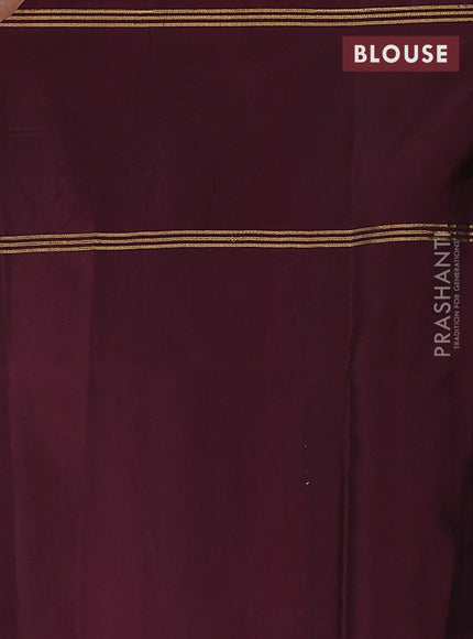 Pure soft silk saree grey and deep maroon with zari woven floral buttas and zari woven pichwai embroidery butta border