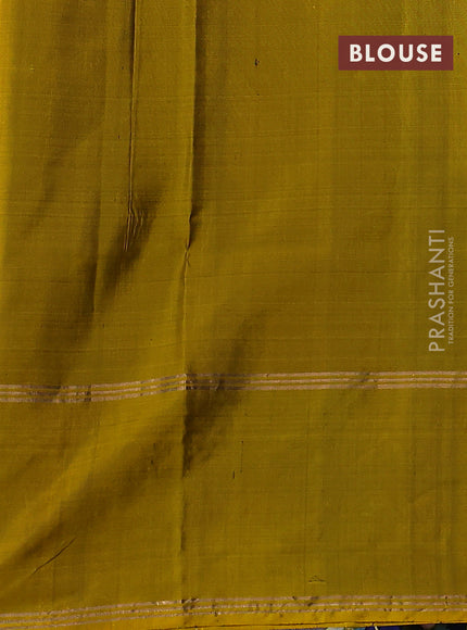 Pure soft silk saree blue and mustard yellow with zari woven floral buttas and zari woven embroidery butta border