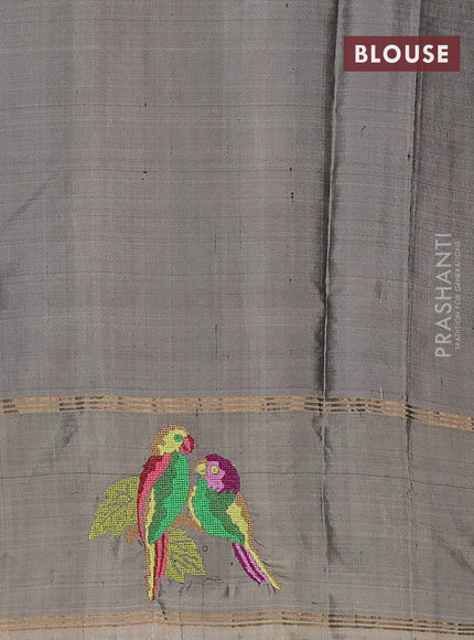 Pure soft silk saree deep maroon and chikku shade with zari woven floral buttas and zari woven embroidery butta border