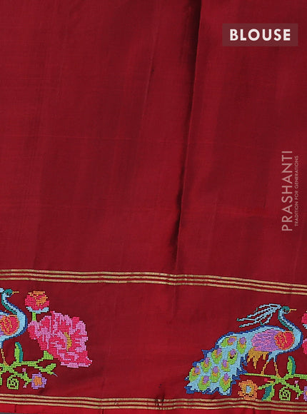 Pure soft silk saree maroon with allover zari weaves and zari woven parrot embroidery butta border