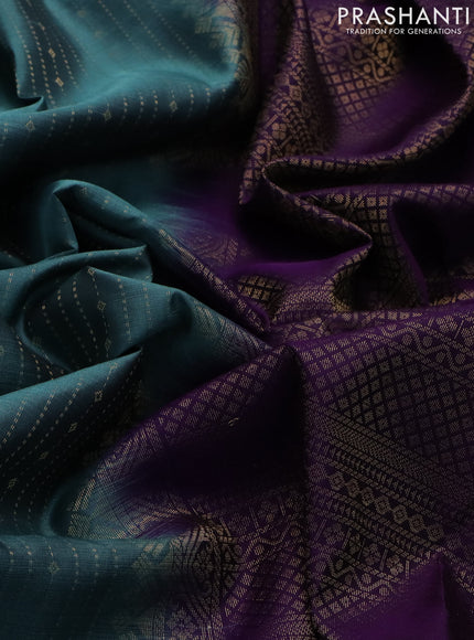 Pure soft silk saree pastel blue shade and purple with allover zari weaves and zari woven embroidery butta border