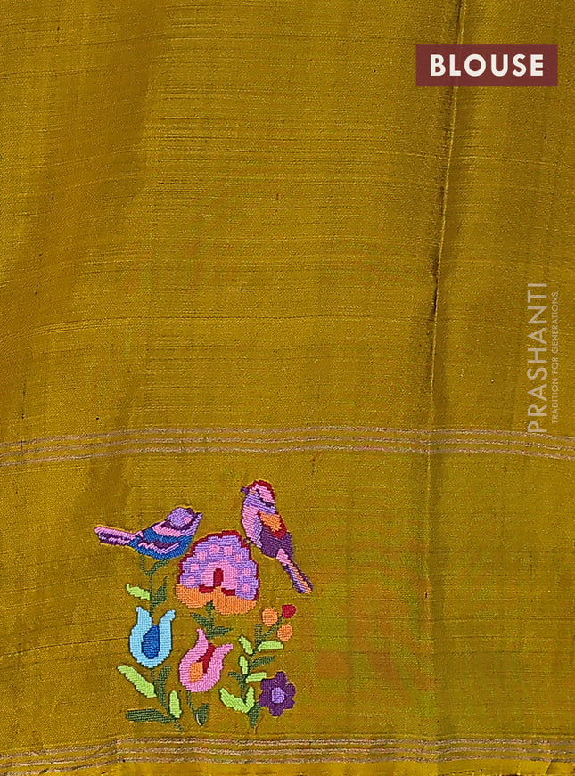 Pure soft silk saree maroon and mustard yellow with zari woven buttas and zari woven embroidery butta border