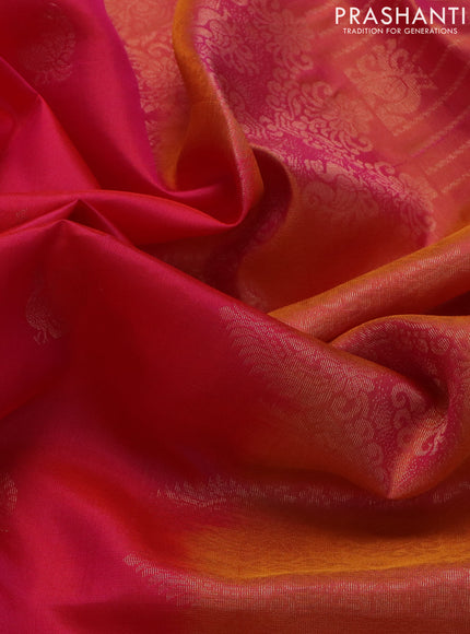 Pure soft silk saree pink and dual shade of rust with zari woven annam buttas and zari woven embroidery butta border