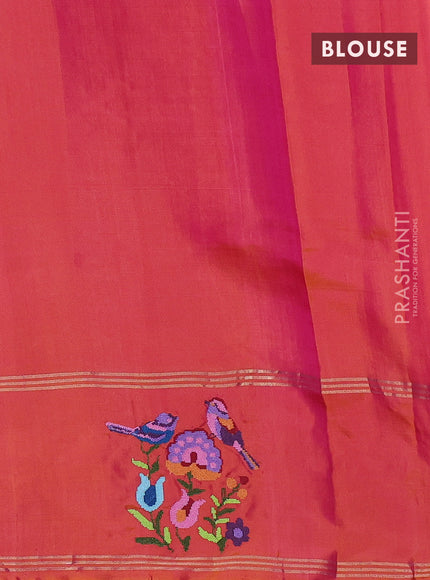 Pure soft silk saree pink and dual shade of rust with zari woven annam buttas and zari woven embroidery butta border
