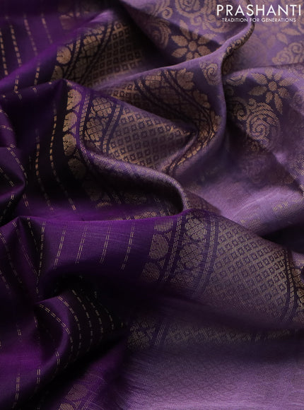 Pure soft silk saree purple and mild purple with allover zari weaves and zari woven embroidery butta border