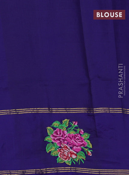 Pure soft silk saree green and blue with allover zari woven annam butta and zari woven embroidery butta border