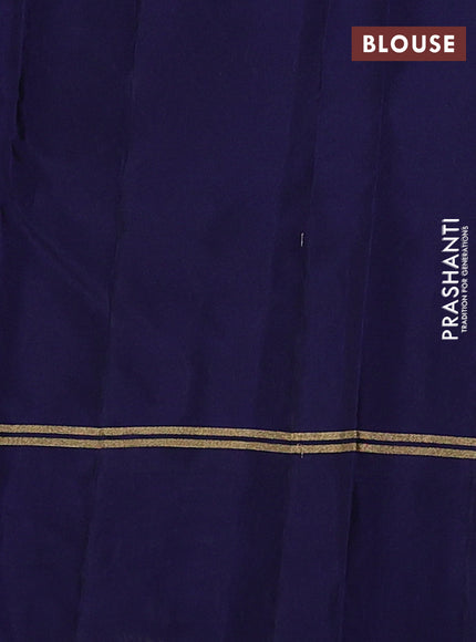 Kanchipuram silk saree dark magenta pink and dark blue with allover zari weaves & buttas and zari woven simple border