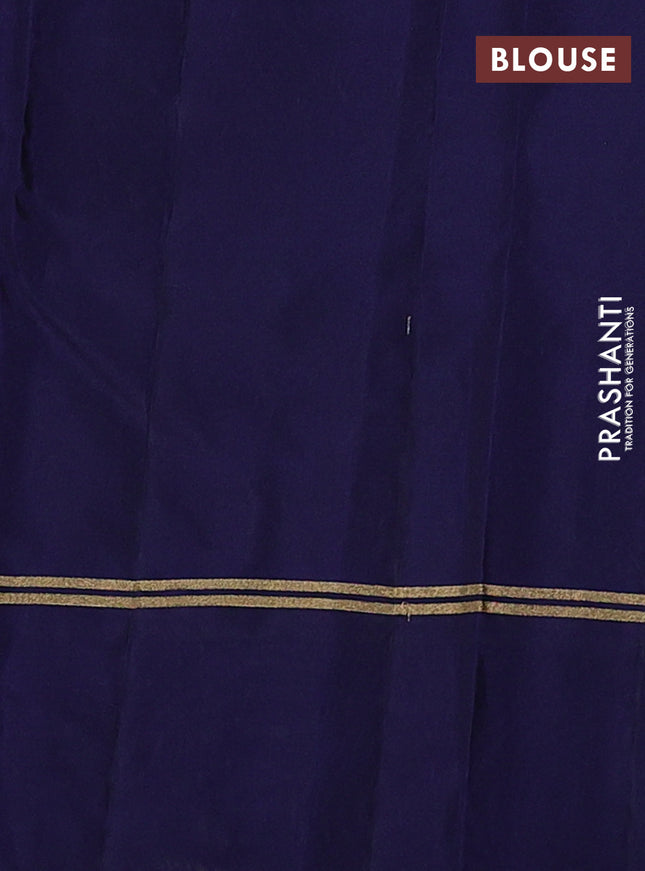 Kanchipuram silk saree dark magenta pink and dark blue with allover zari weaves & buttas and zari woven simple border