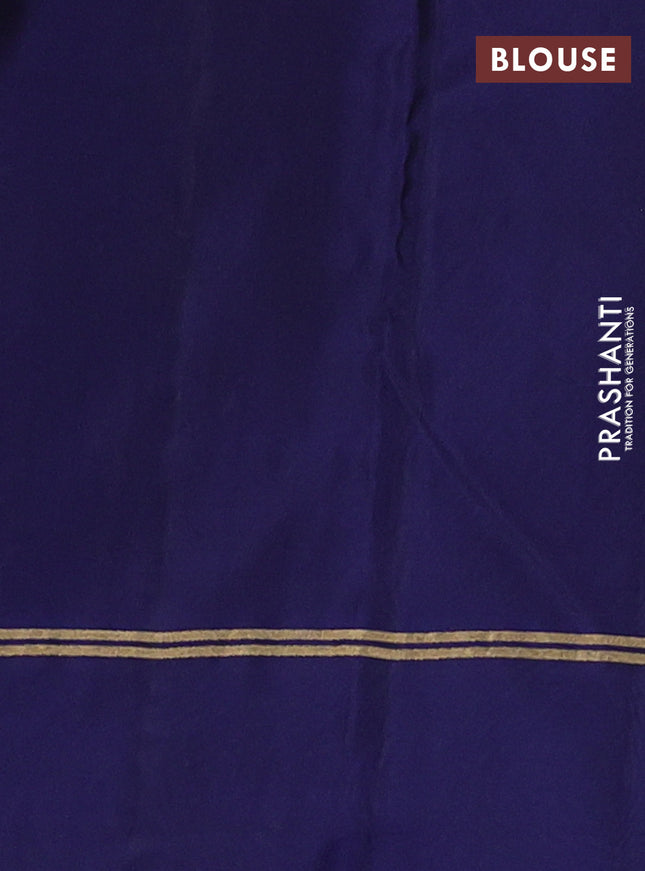 Kanchipuram silk saree bottle green and dark blue with allover zari weaves & buttas and zari woven simple border