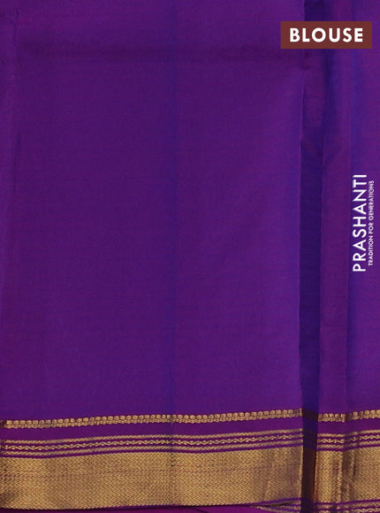 Kanchipuram silk saree cs blue and purple with allover stripes & zari buttas and zari woven border