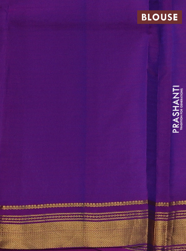 Kanchipuram silk saree cs blue and purple with allover stripes & zari buttas and zari woven border