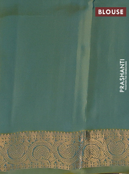 Kanchipuram silk saree cs blue and green shade with zari woven buttas and zari woven border