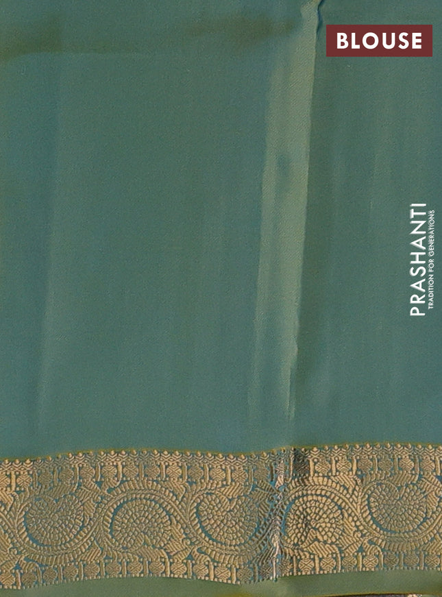 Kanchipuram silk saree cs blue and green shade with zari woven buttas and zari woven border