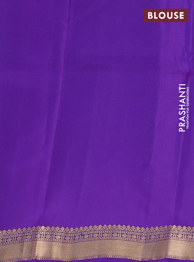 Kanchipuram silk saree cs blue and violet with zari woven buttas and zari woven border