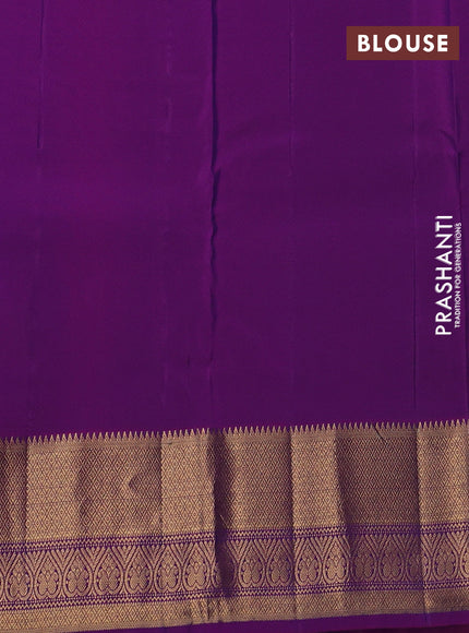 Kanchipuram silk saree cs blue and purple with allover zari weaves and zari woven border