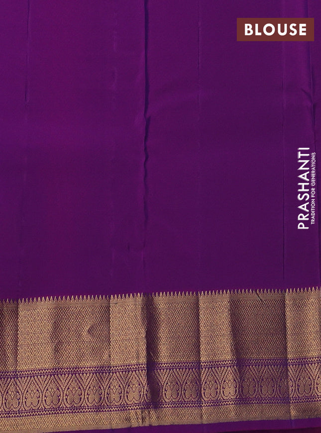Kanchipuram silk saree cs blue and purple with allover zari weaves and zari woven border