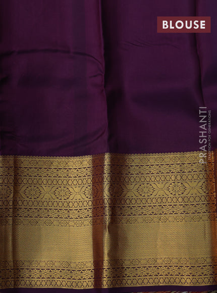 Kanchipuram silk saree pastel blue and wine shade with zari woven buttas and long zari woven border
