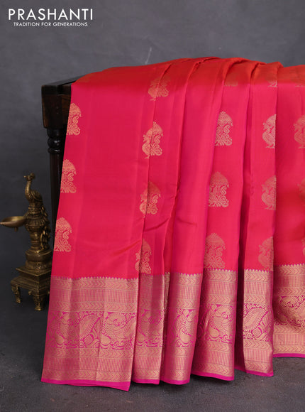 Kanchipuram silk saree dual shade of pink and pink with zari woven buttas and long zari woven border