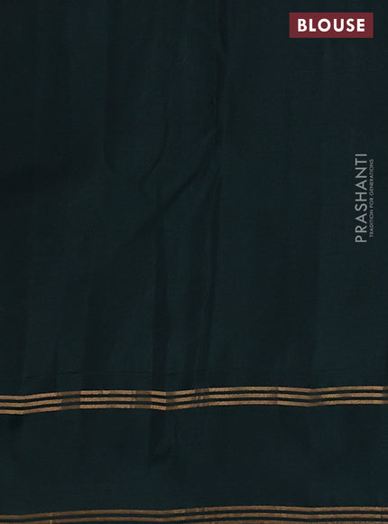Kanchipuram silk saree grey and dark green with allover zari weaves and rettapet zari woven border