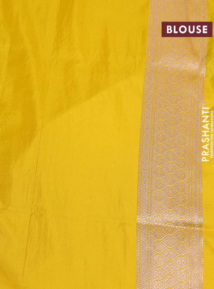 Banarasi uppada silk saree yellow with allover silver & gold zari woven brocade weaves and zari woven border