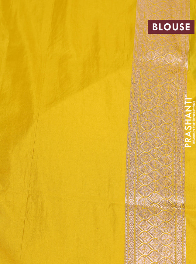Banarasi uppada silk saree yellow with allover silver & gold zari woven brocade weaves and zari woven border