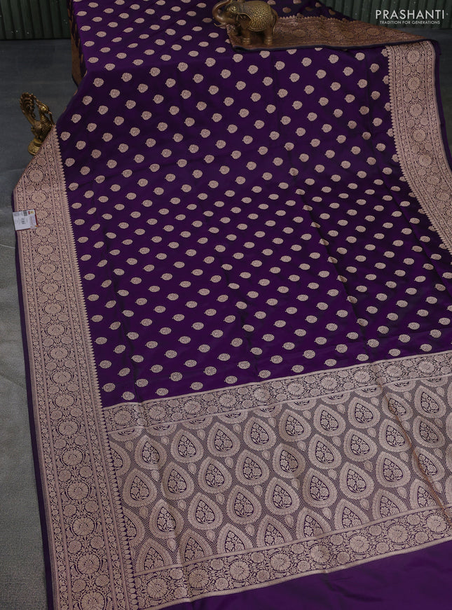 Banarasi uppada silk saree purple with allover zari woven buttas and zari woven border