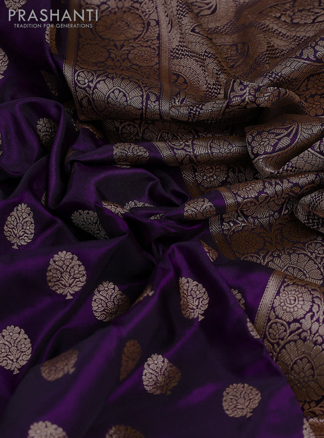 Banarasi uppada silk saree purple with allover zari woven buttas and zari woven border