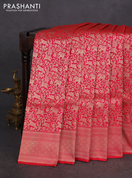 Banarasi uppada silk saree pink with allover zari woven vanasigaram weaves and zari woven border