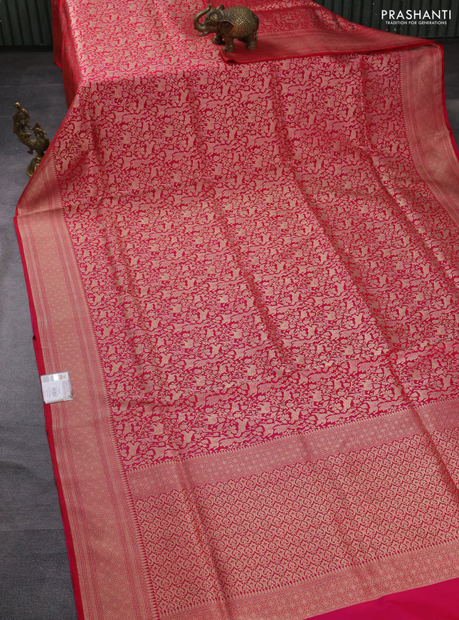 Banarasi uppada silk saree pink with allover zari woven vanasigaram weaves and zari woven border