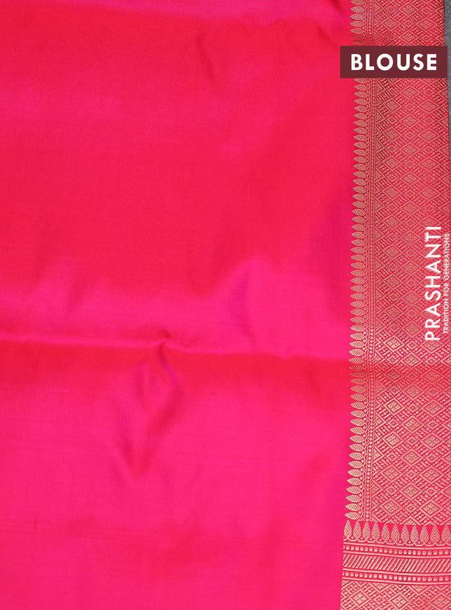Banarasi uppada silk saree pink with allover zari woven vanasigaram weaves and zari woven border