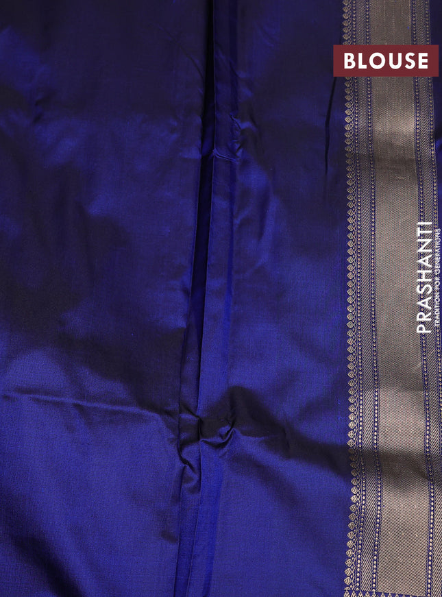 Banarasi uppada silk saree navy blue with allover zari woven vanasigaram weaves and zari woven border