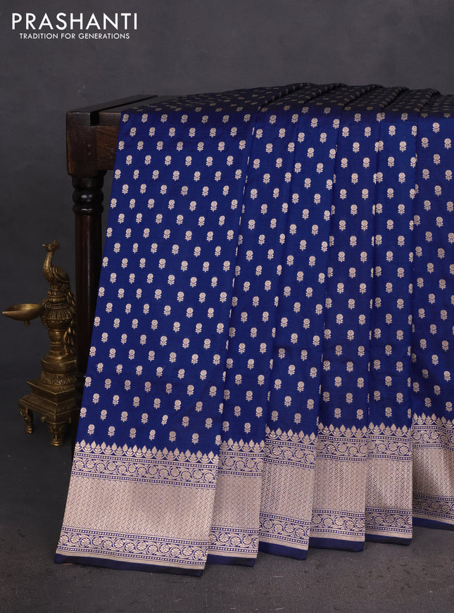 Banarasi uppada silk saree blue with allover zari woven buttas and zari woven border